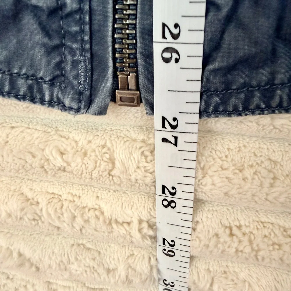 Levis Mens Field Jacket Blue Cotton Nylon Blend Full Zip Utility Coat Size M